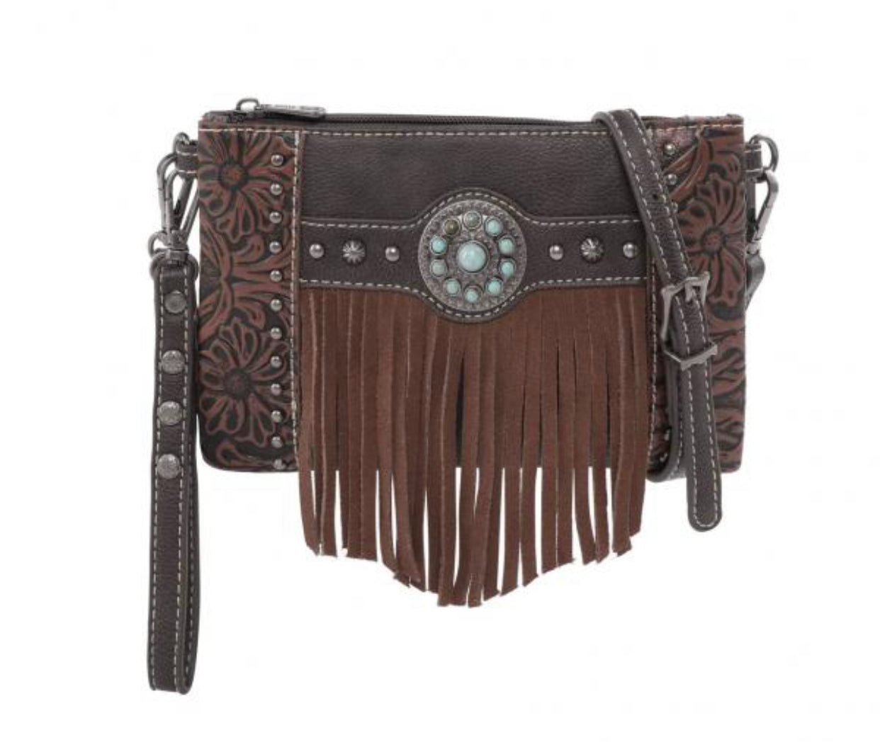 Small Montana West (Coffee Color) Fringe Clutch/Crossbody