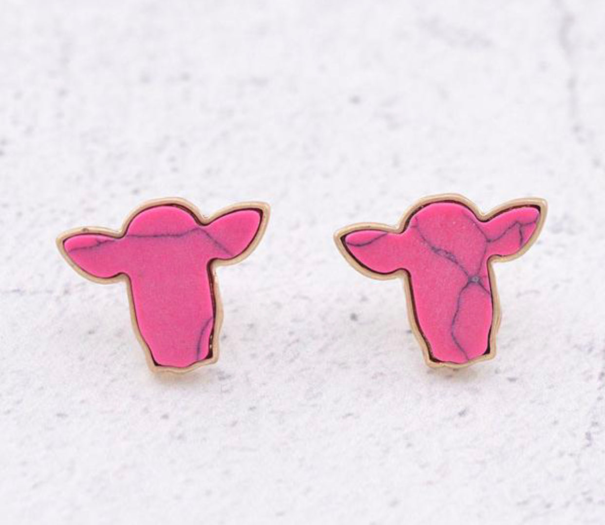 Western Cow Stone Post Earrings