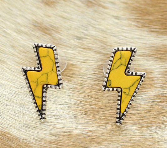 Yellow Lightening Bolt Earrings