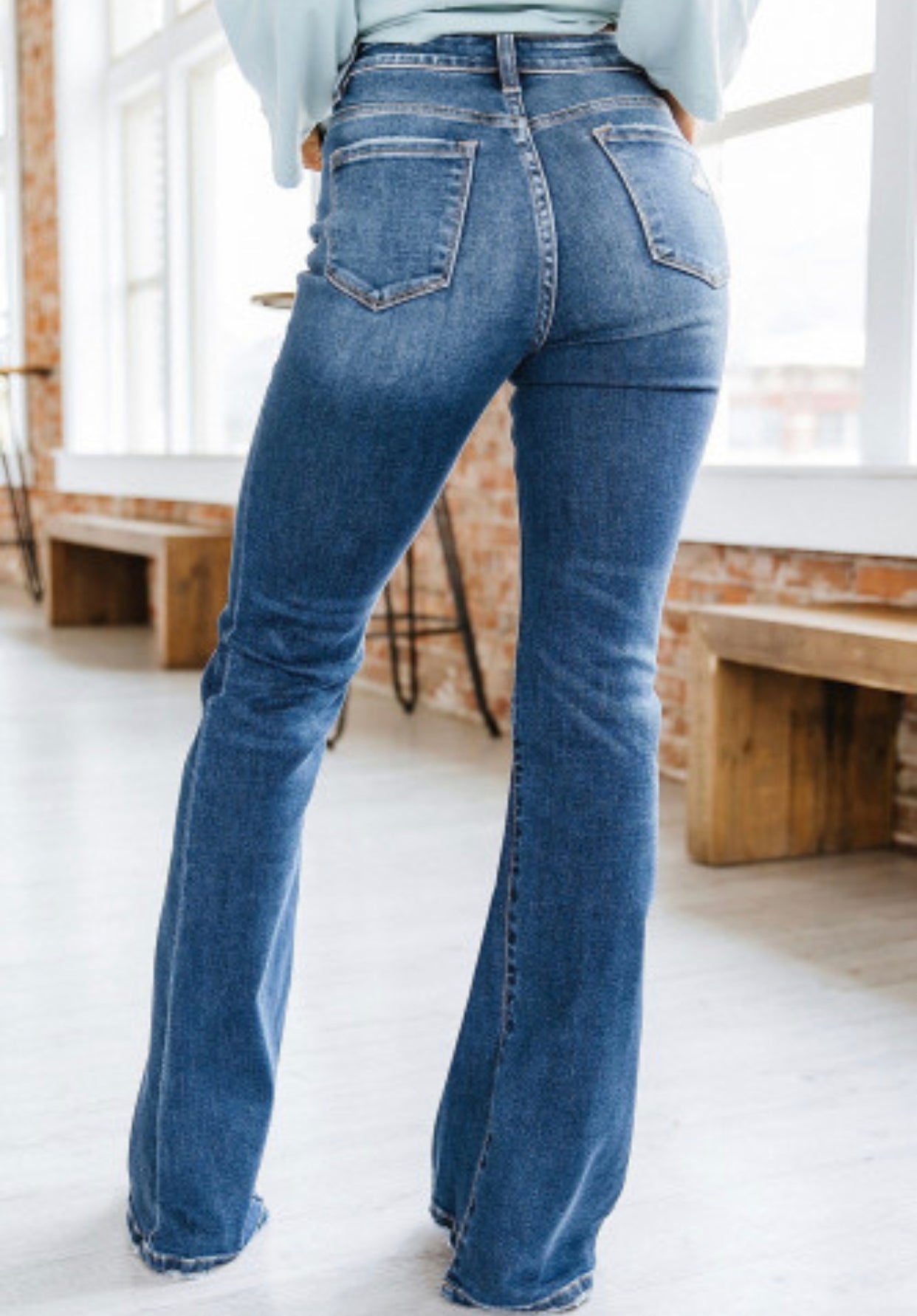 Medium Wash High Rise Flare Jeans