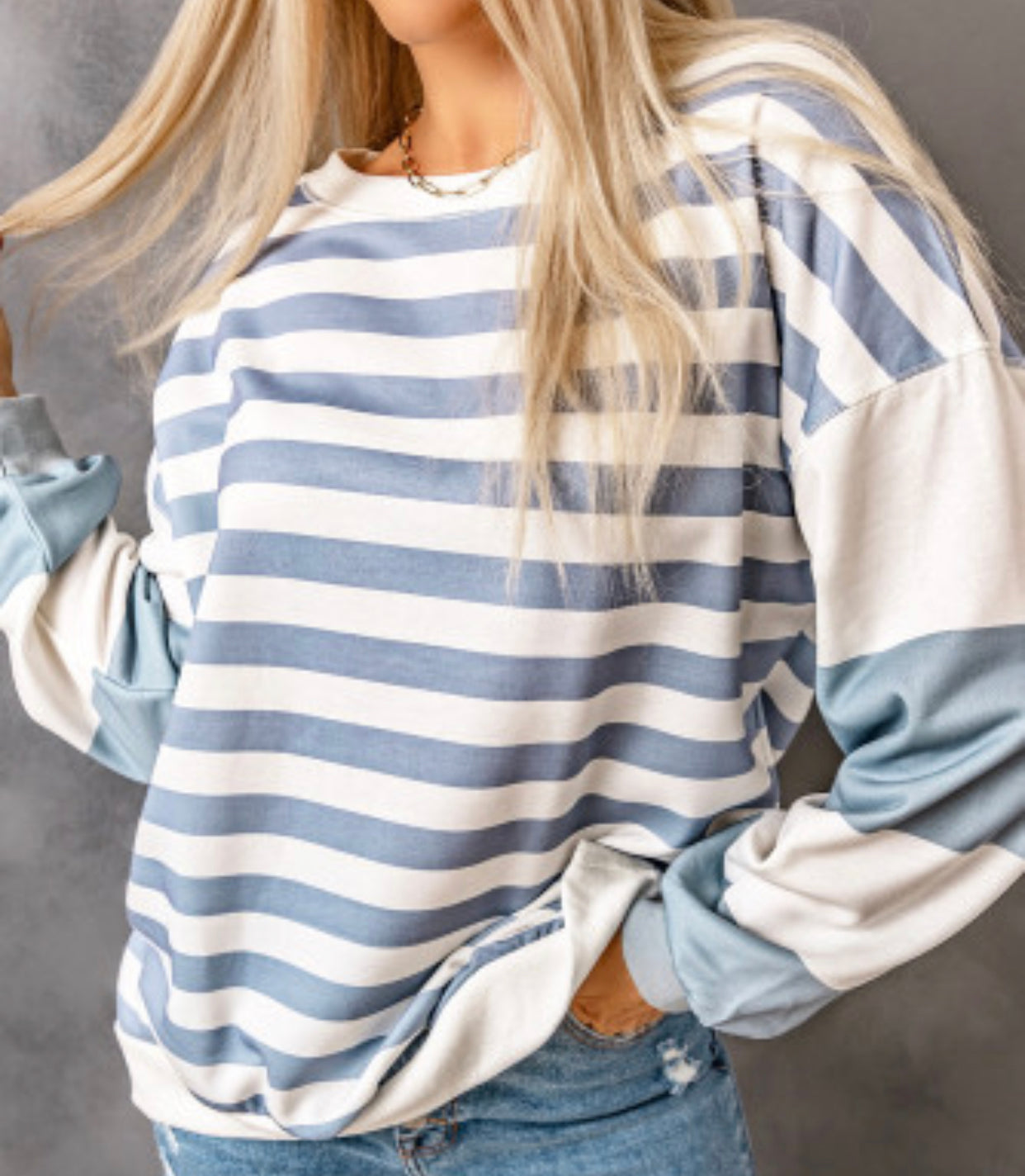 Relaxed Fit Striped Sweatshirt