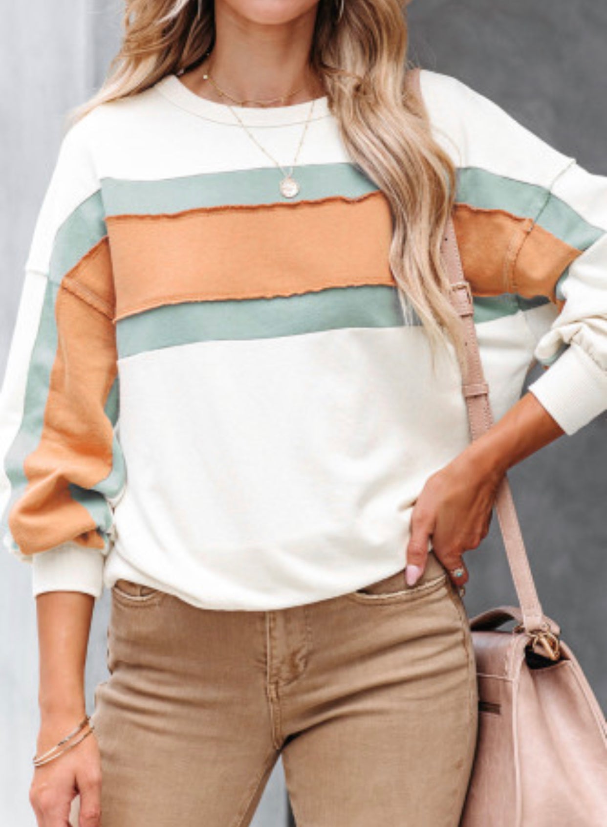 White Color Block Pullover