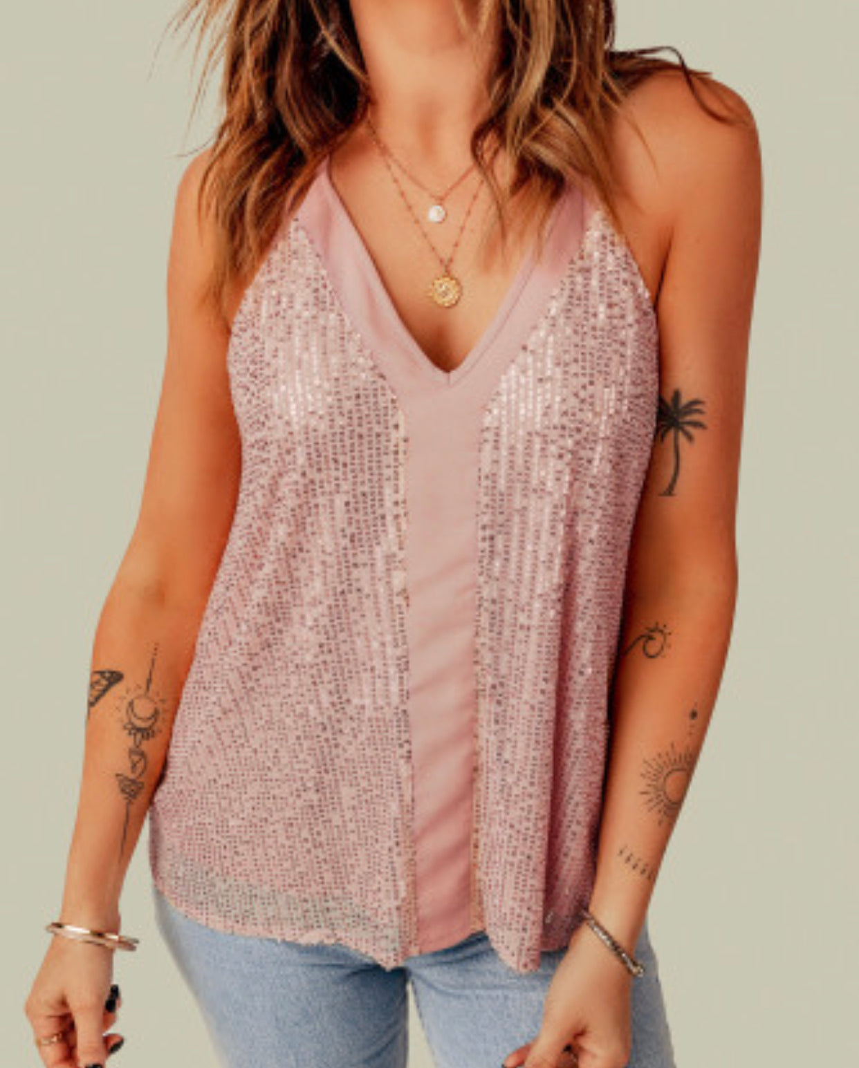 Pink Sequins Tank