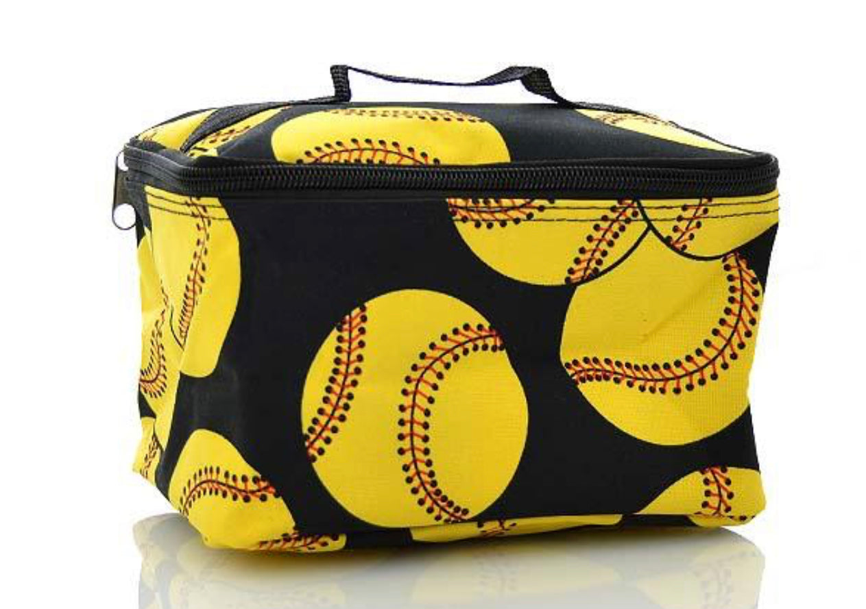 Softball Print Cosmetic Pouch
