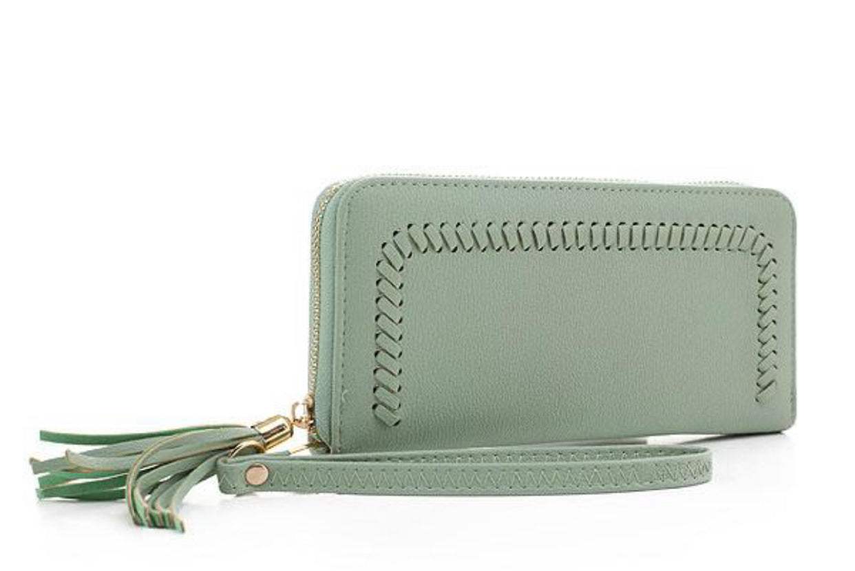 Stitch Trim Wallet With Tassel