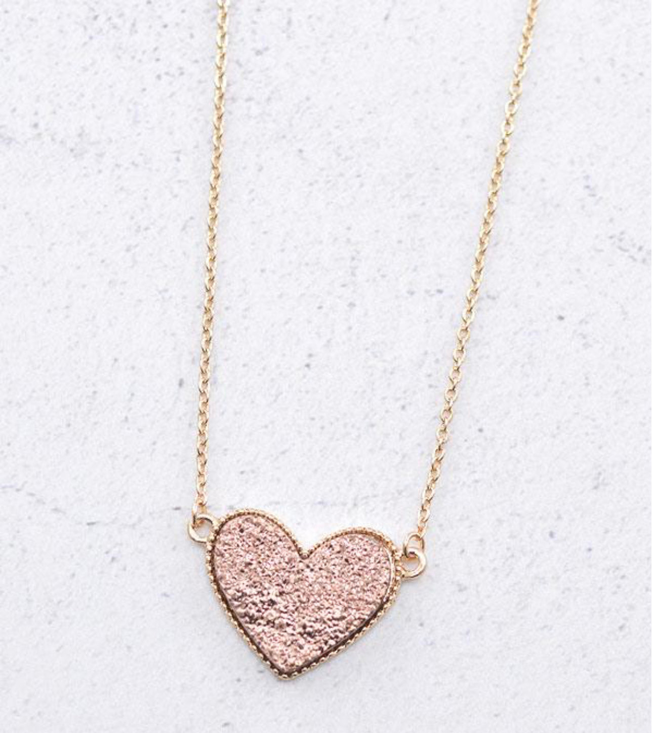 Heart Druzy Pendant Necklace