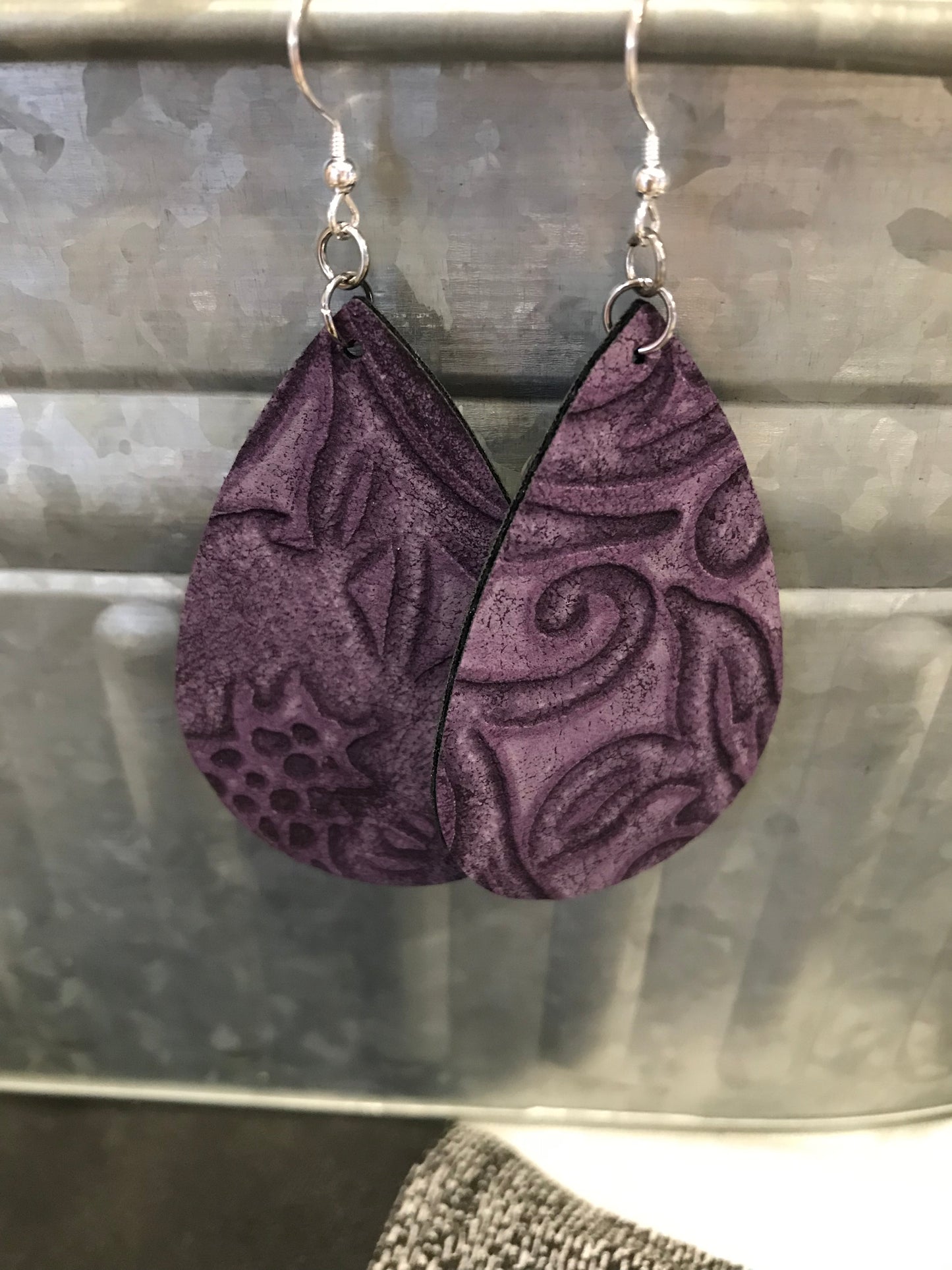 All Leather Purple Earrings