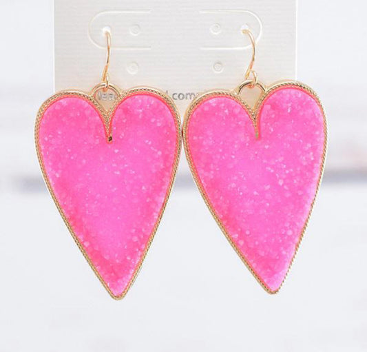 Druzy Heart Earrings