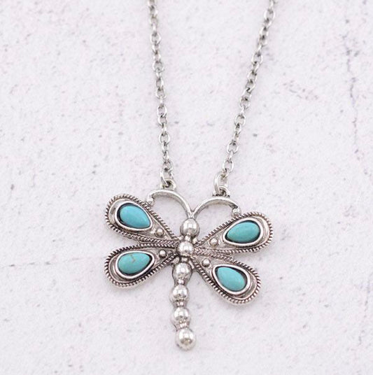 Western Turquoise Dragonfly Necklace