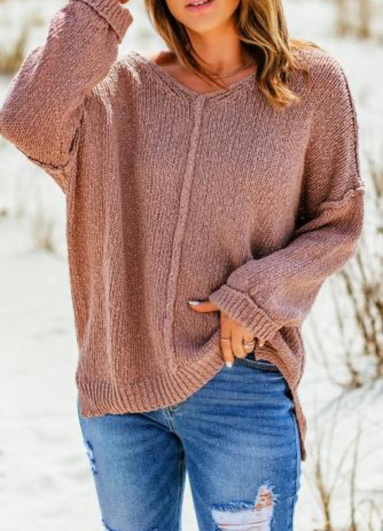 Pink Relaxed Pullover Sweater