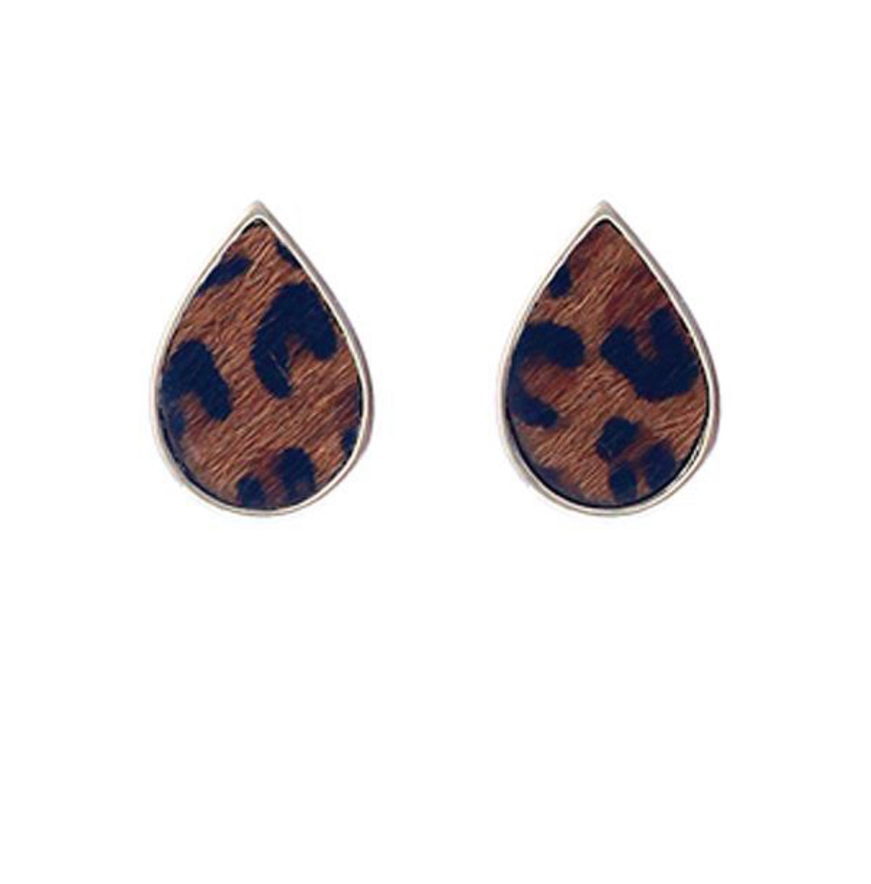 Teardrop Leopard Post Earrings