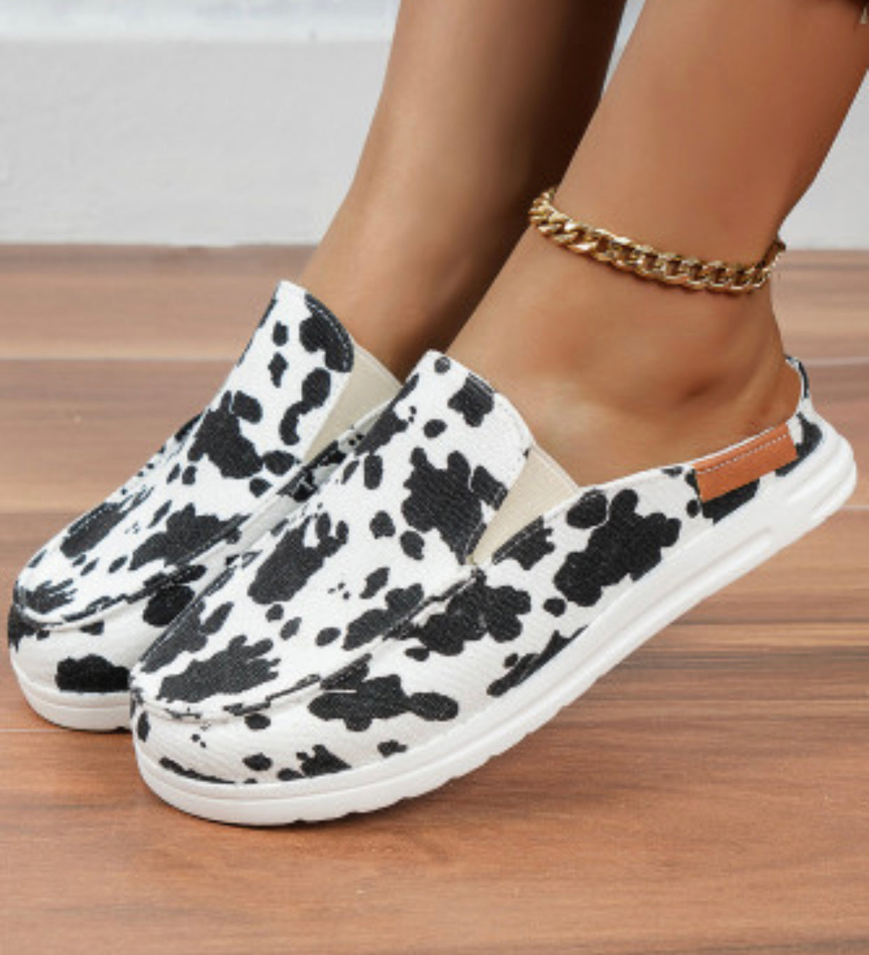 Cow Print Slip On Shoes