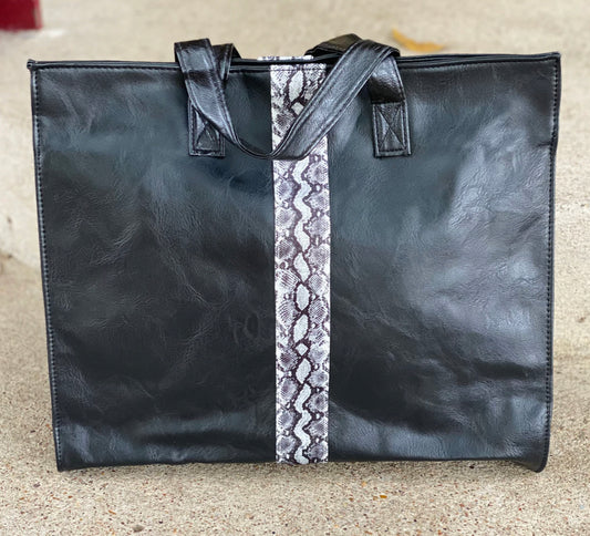 The Black Animal Print Tote Bag With Straps